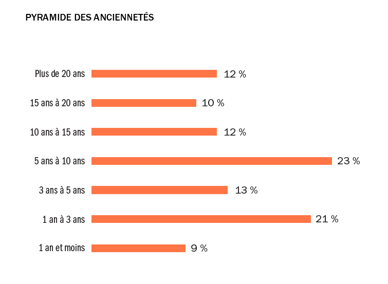 Pyramide des anciennetés en 2020